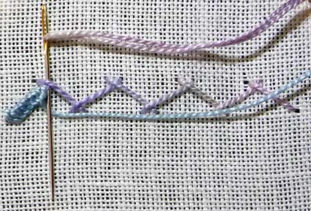 buttonholed herringbone step 1