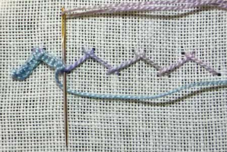 buttonholed herringbone step 3