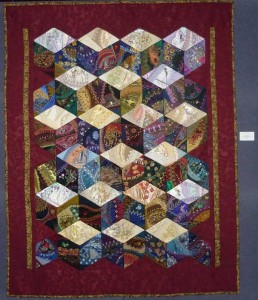 Diamond block crazy quilt