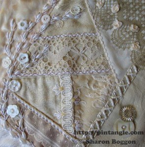 crazy quilt lace block 23 hand embroidered