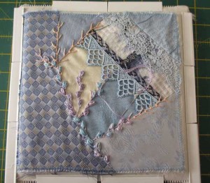 crazy quilt block in progress