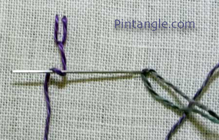 Italian knotted border stitch step 2