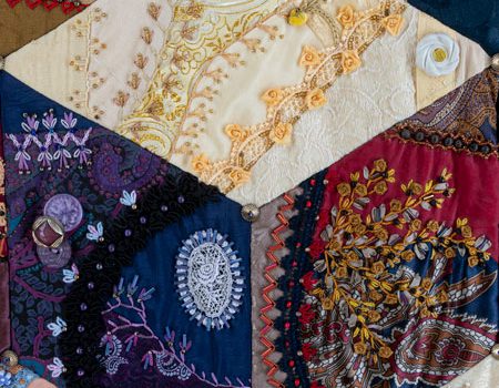 Crazy quilt stitch along Tumbling block 9