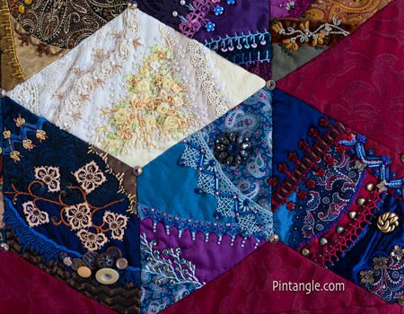 Crazy quilt stitch along Tumbling Block 21