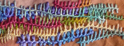 photo of step for knotted loop stitch