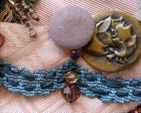 crazy quilt detail of vintage buttons