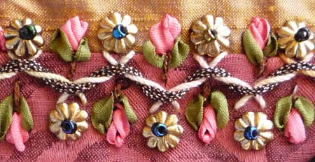crazy quilt hand embroidered seam detail