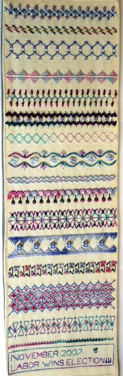 needlework sampler of hand embroidery