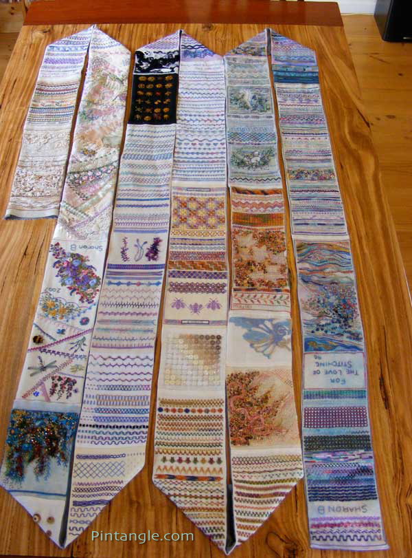 Band sampler on table