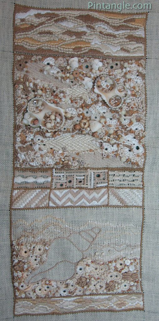 Encrusted highly textured embroidery sampler