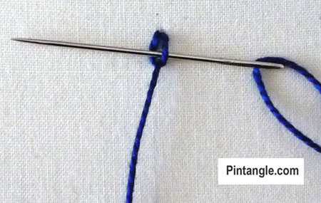 How to work Picot chain stitch tutorial step 2