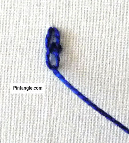 How to work Picot chain stitch tutorial step 3