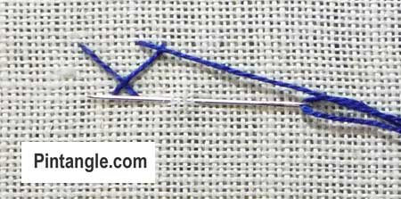 step by step how to work Herringbone stitch 1