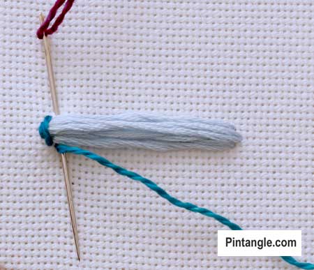 step by step how to work padded satin stitch 2