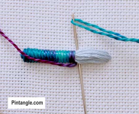 step by step how to work padded satin stitch 3