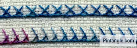 Crossed buttonhole stitch sample 1