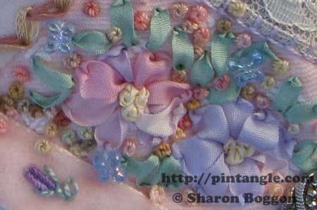 crazy quilt block embroidery seam detail 