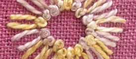 hand embroidered sample of Italian Border stitch