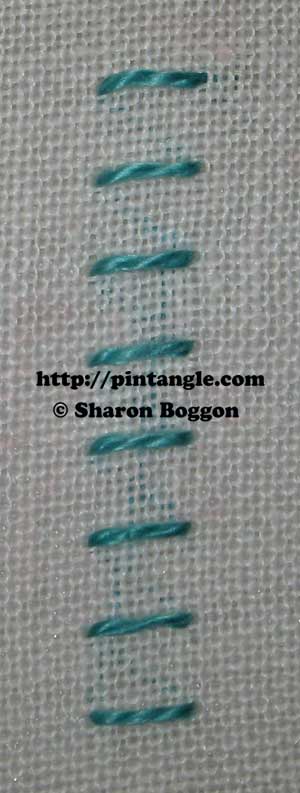 how to work Portuguese border stitch step 1