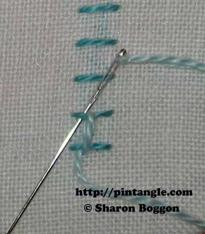 how to work Portuguese border stitch step 2