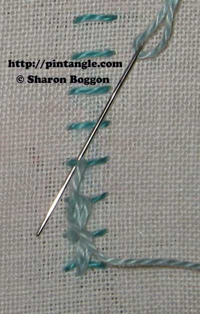 how to work Portuguese border stitch step