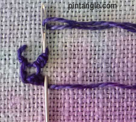buttonholed double chain stitch step 6