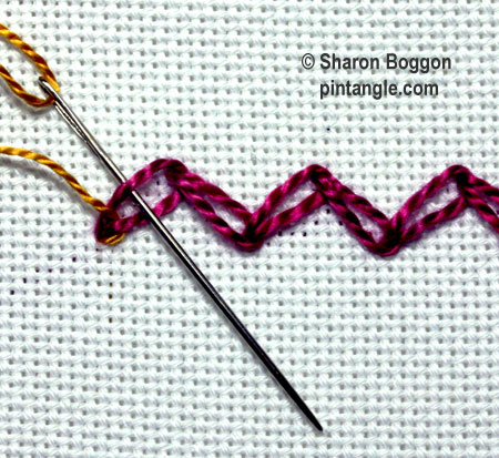 woven zigzag chain stitch step 5