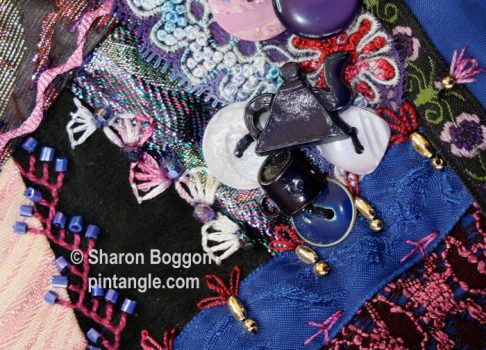 Crazy Quilt Block 71 on the I Dropped the Button Box Millennium Quilt