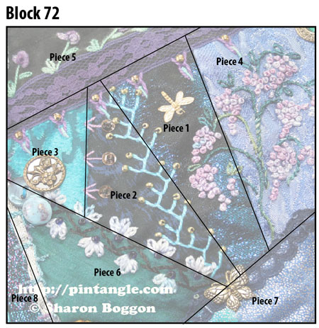 Crazy Quilt Block 72 fabric layout
