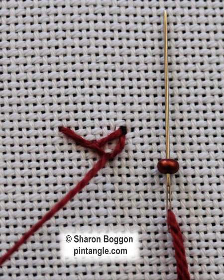 Beaded Looped Cretan stitch 3