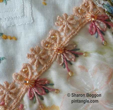 How to hand embroider crazy quilt seams-detached chain