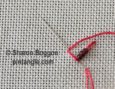Beaded Feathered chain stitch step 3