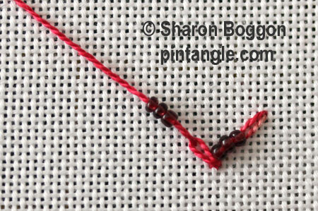 Beaded Feathered chain stitch step 5