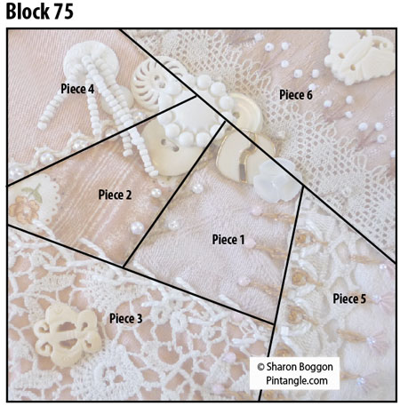 Crazy quilt Block 75 free pattern diagram
