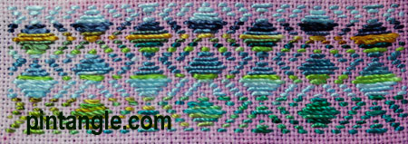 Detail on Hand Embroidery Needlework Sampler