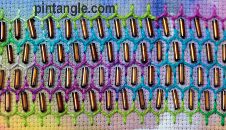 Detail on Hand Embroidery Needlework Sampler