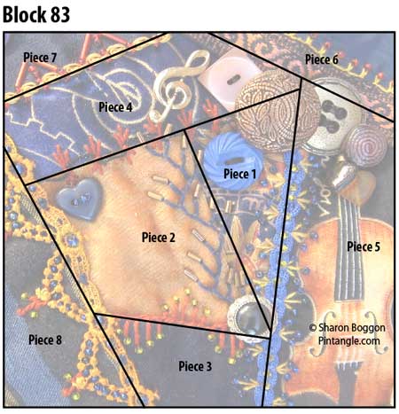 crazy quilt block 83 diagram