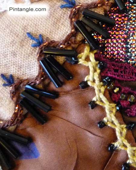 hand embroidery on crazy quilt seam 557
