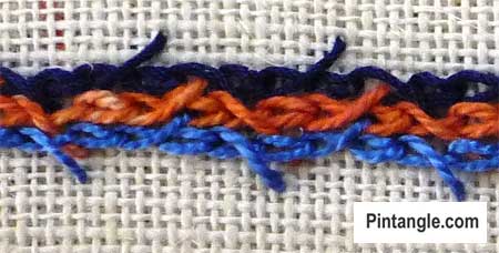 Alternating Barred chain stitch sample 1