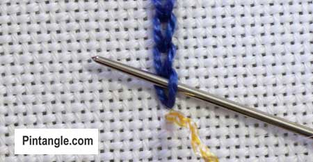 Double Whipped Chain stitch step 1