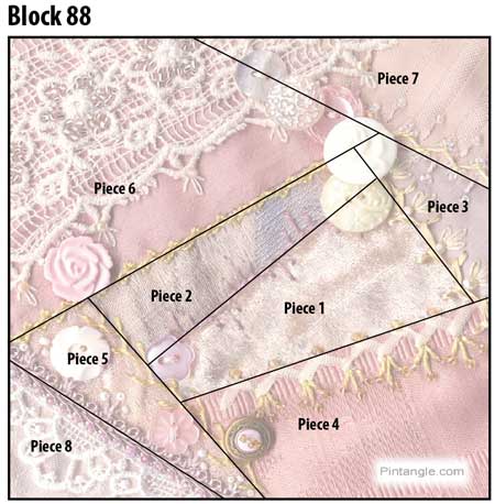 Crazy quilt block 88 of I Dropped the Button Box Quilt diagram