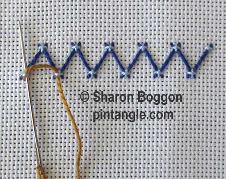 Step by step fancy herringbone stitch 4