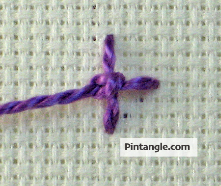 Four Legged Knot stitch step 3 in tutorial