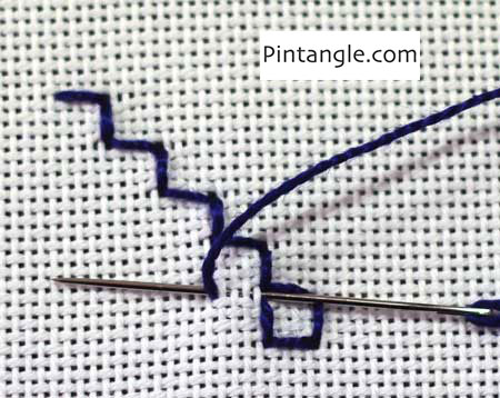 Diagonal Straight and Back Stitch step 5