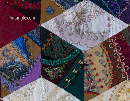 Crazy quilt stitch along Tumbling block 5