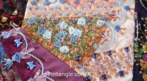 Assembling a crazy quilt - sandwich pinned