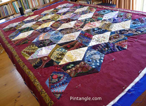 Quilt on the table ready for false back