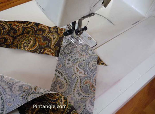 making the binding for the quilt