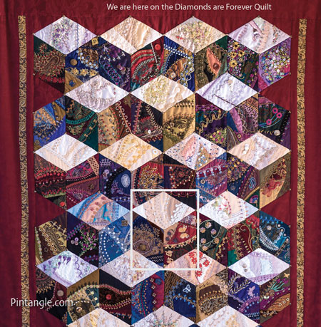 The place of Tumbling Block 13 on the Diamonds are Forever quilt