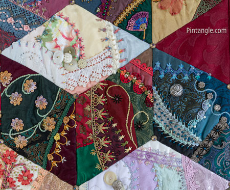 Crazy quilt stitch along Tumbling Block 14